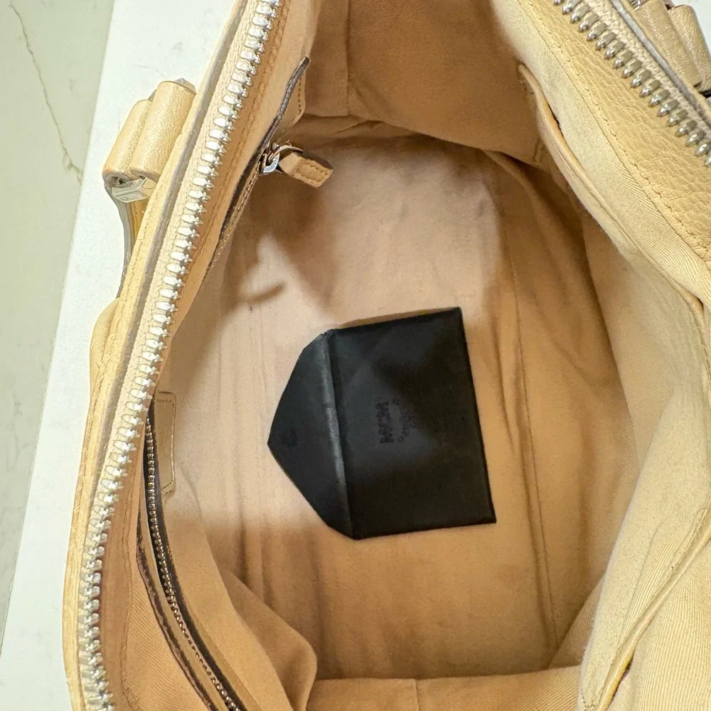 MCM Beige Embossed Shoulder Bag - Picture 2 of 5
